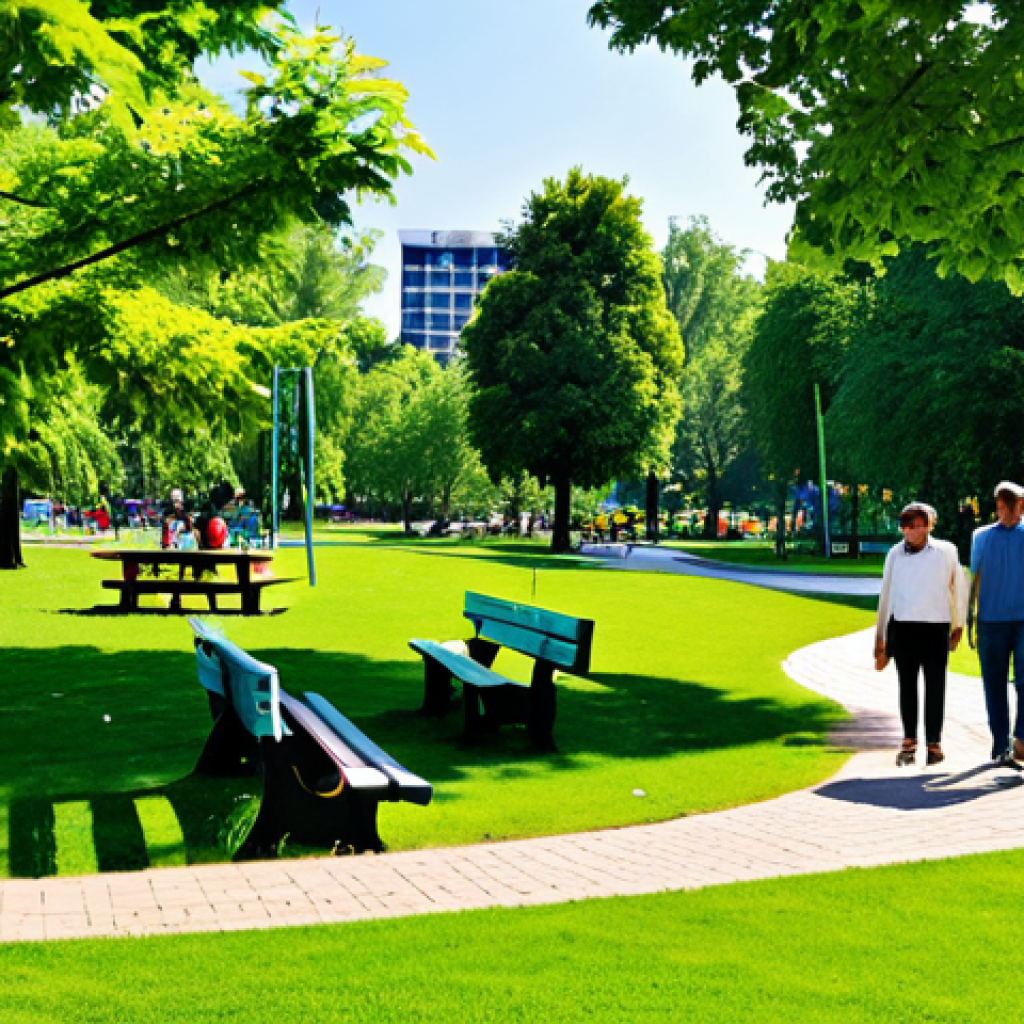 Green Oasis in a City**
"A vibrant city park scene on a sunny afternoon, showcasing diverse flora and fauna, fully clothed families are enjoying recreational activities like picnicking and playing frisbee, appropriate content, well-maintained pathways, benches, and playground equipment, promoting biodiversity and urban green spaces, safe for work, professional photography, natural lighting, perfect anatomy, modest attire, high resolution, family-friendly."
**