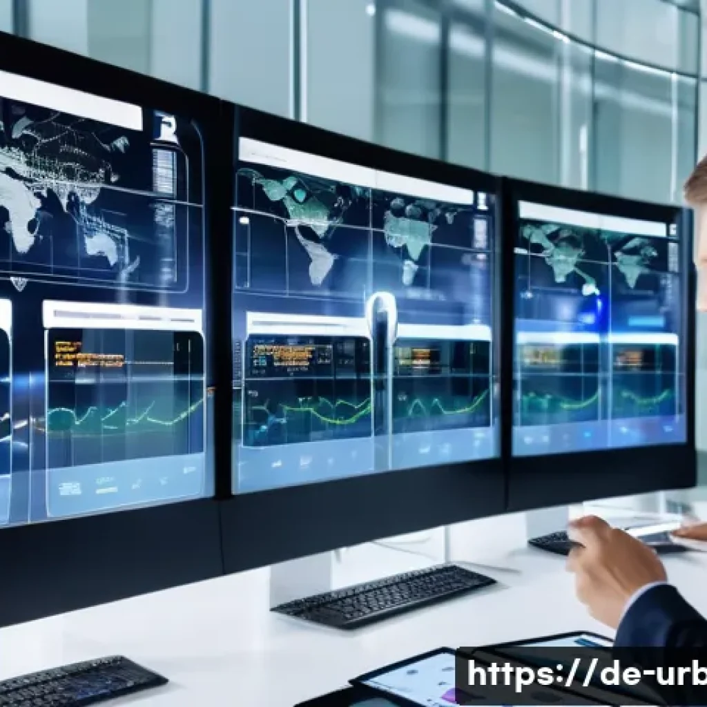 스마트도시 데이터 거버넌스 - A futuristic smart city control center with large digital screens displaying real-time urban data st...