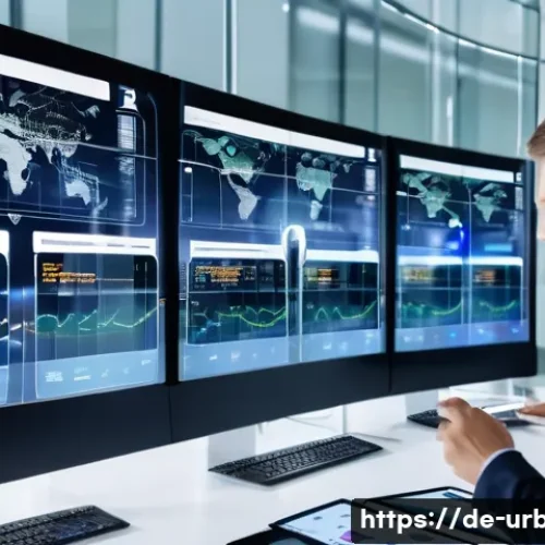 스마트도시 데이터 거버넌스 - A futuristic smart city control center with large digital screens displaying real-time urban data st...