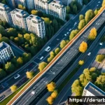 토지적성평가 - A detailed aerial view of a modern urban neighborhood in Germany during daytime, showcasing well-pla...