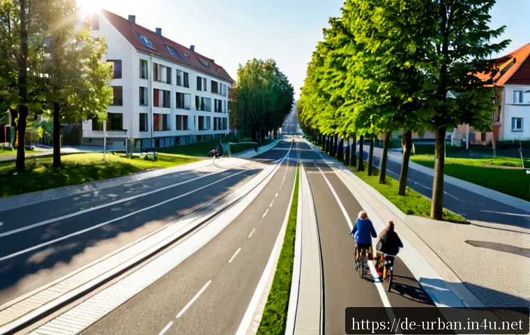 도시 주거환경지수 - Photorealistic elevated view of a well-planned German urban residential neighborhood, energy-efficie...